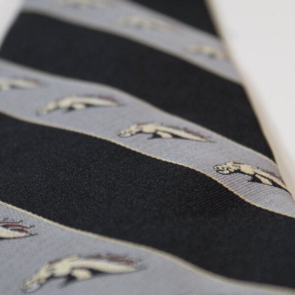 London 400 Western Michigan University Black/silver striped bronco mascot tie - Picture 6 of 8